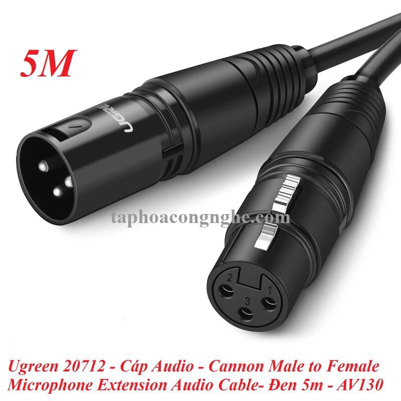Ugreen 20712 5M Màu Đen Cáp nối dài Microphone Canon âm thanh AV130 30020712